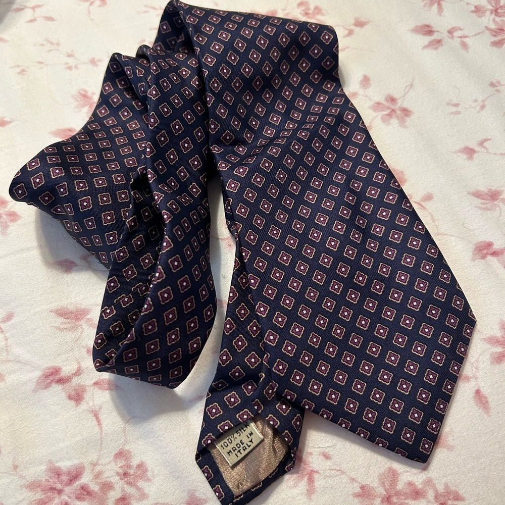 Men's Navy Geometric Silk Tie